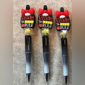 Ready to Rule teacher themed beaded craft gift pen